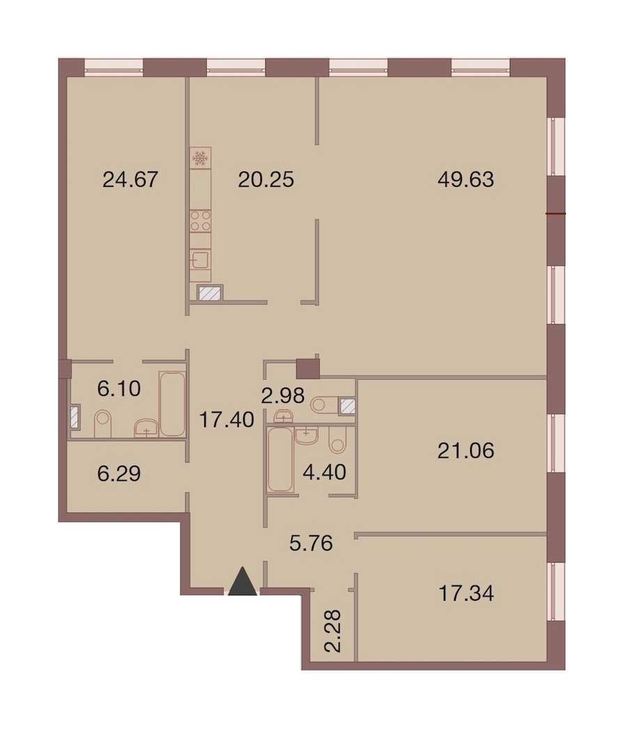 Четырехкомнатная квартира в : площадь 178.16 м2 , этаж: 4 – купить в Санкт-Петербурге